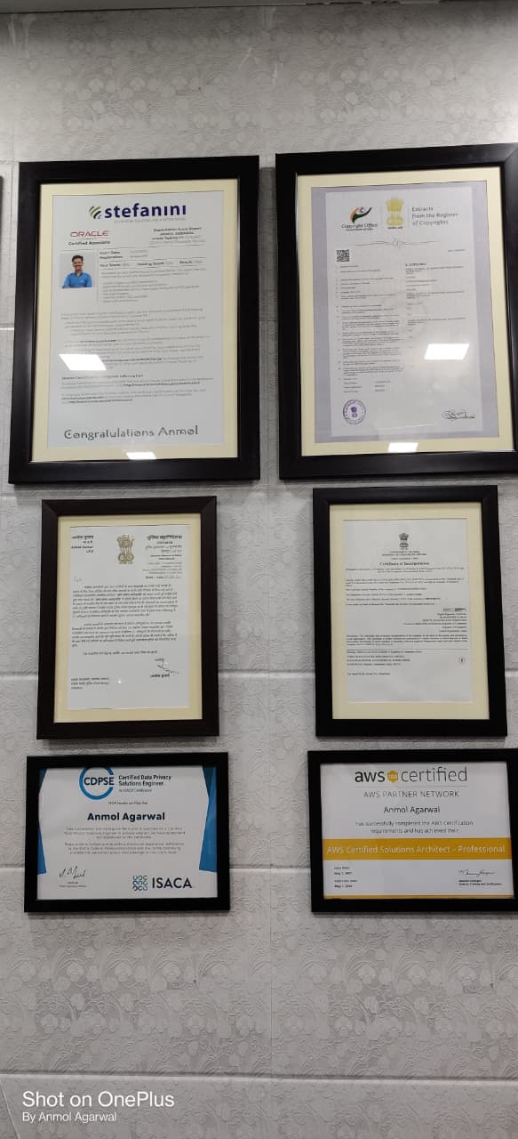 Certificate wall Cybrary certifications