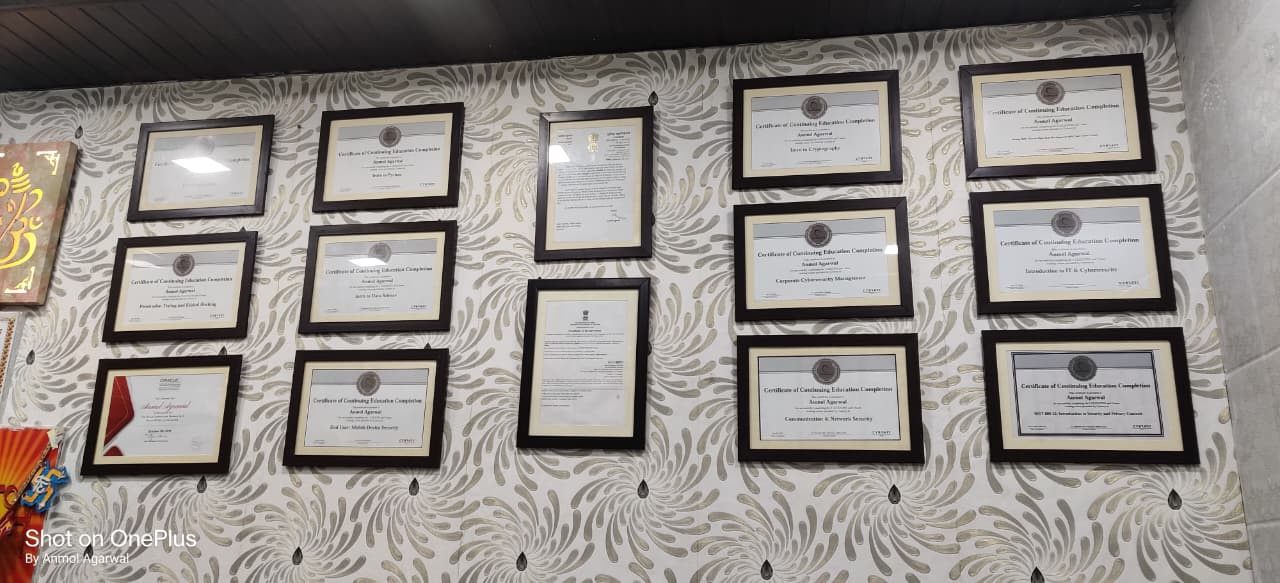 Certificate wall detailed view